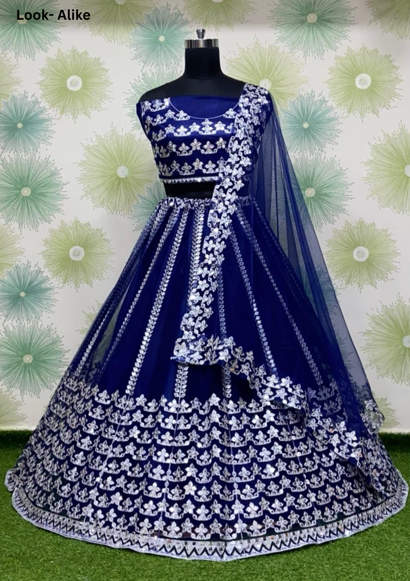 Pleasing Dark Blue Color Georgette Lehenga Choli With Embroidery Work