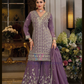 Purple Color Shimmer With Embroidery Work Palazzo Suits And Dupatta Near Me
