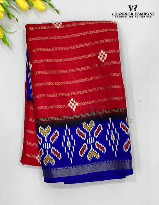 Charming Red Color Silk Cotton Saree For Women