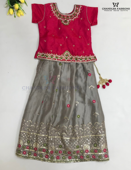 Attractive Pink Color Georgette With Embroidery And Sequins Work Girls Choli Set