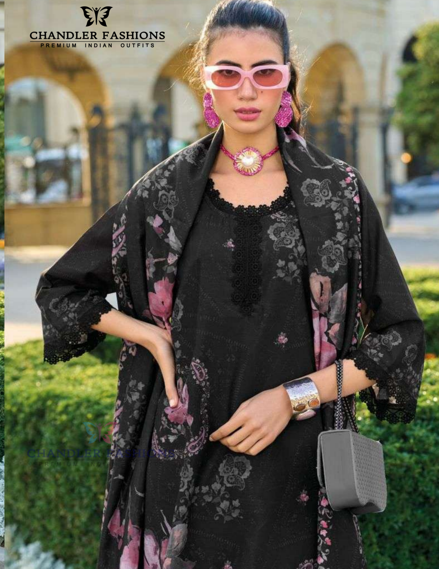 Black Color Pure Cotton With Digital Print Work Salwar Suits In mesa