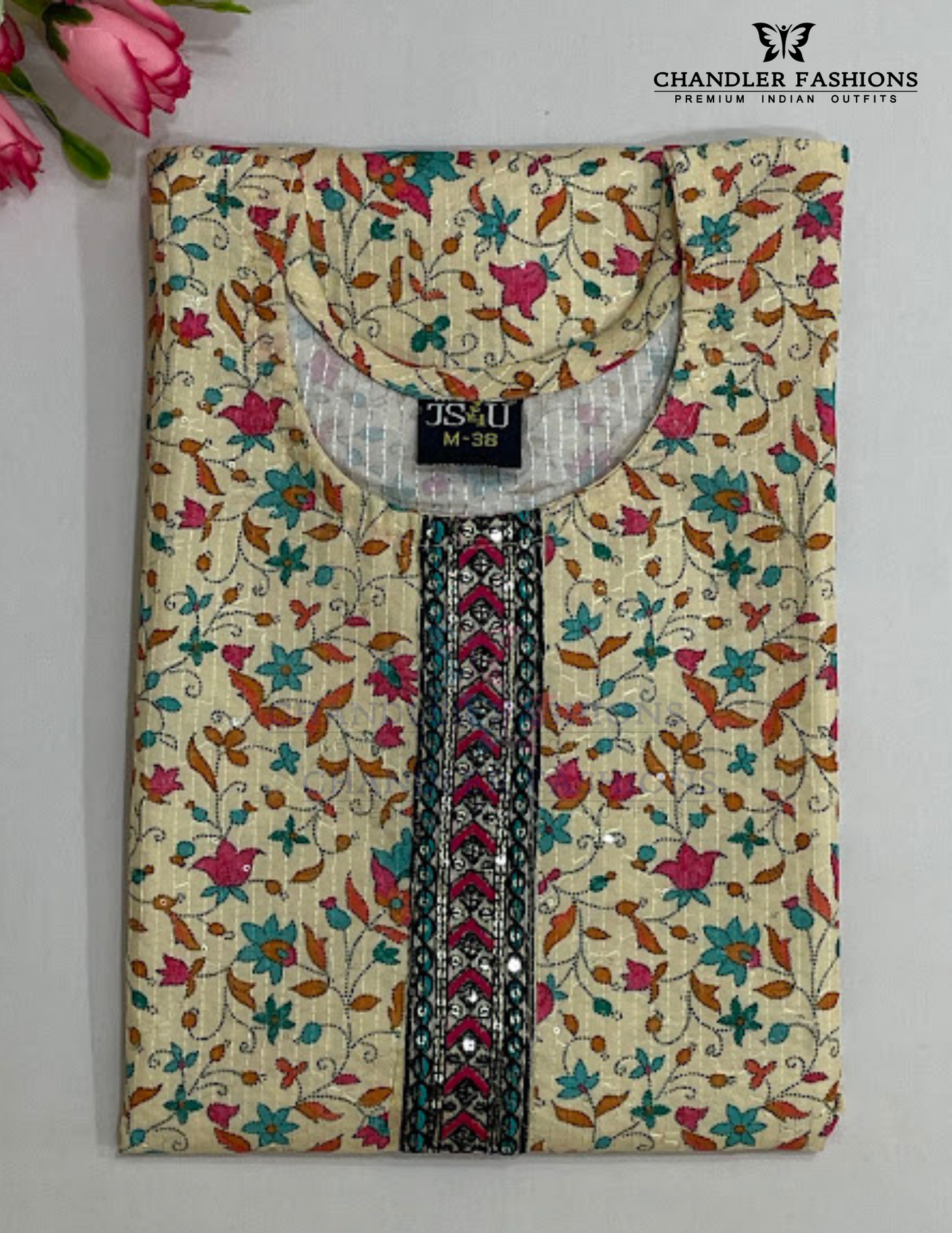 Multicolor Cotton With Thread Work Kurti Near Me