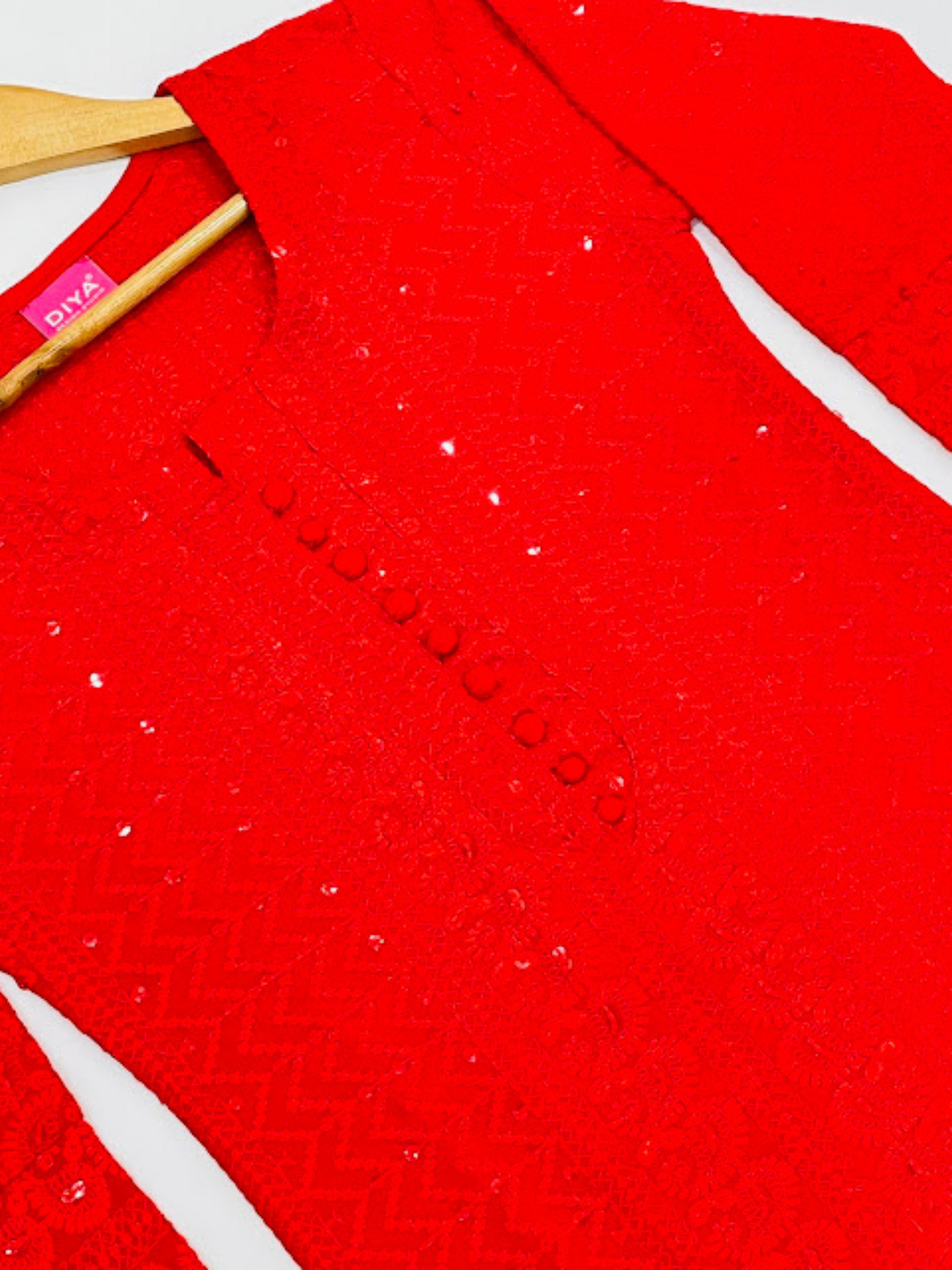 Elegant Red Color Sequins And Chikankari Work Kurti In Chandler