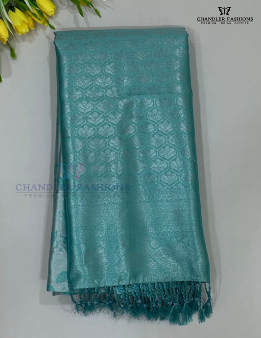 Fabulous Sky Blue Color Art Silk Saree With Contrast Pallu For Women