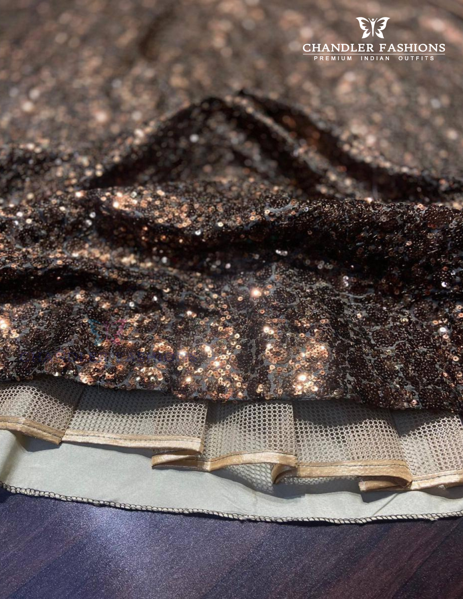 Beautiful Golden Color Sequins Work Lehenga In Suncity