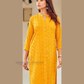 Charming Mustard Yellow Color Rayon With Chikankari And Sequins Work Kurti For Women