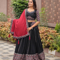 Attractive Black Cotton Garba Lehenga Choli For Women