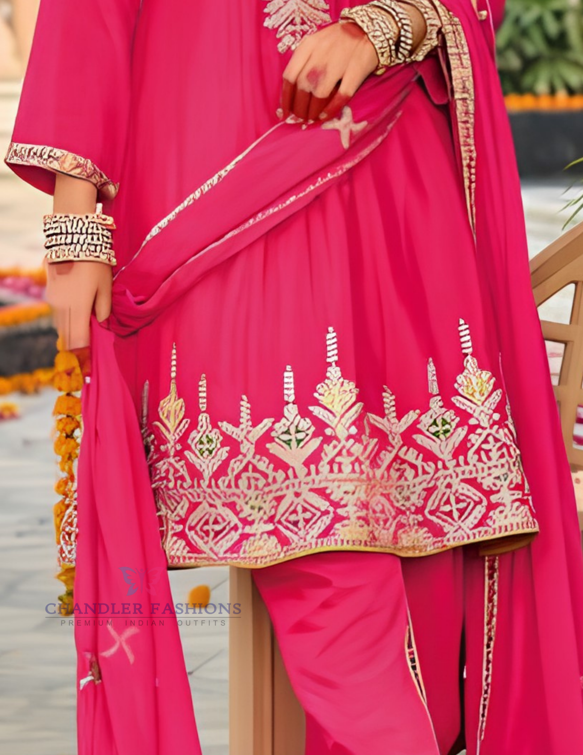  Pink Color Heavy Chinon With Embroidery Work Kurti Suits In Tempe