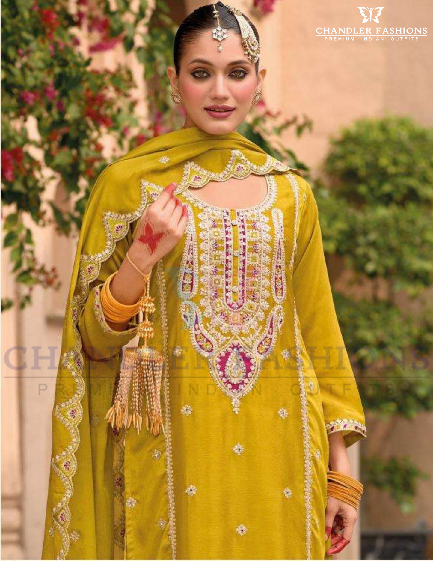 Embroidery Work Palazzo Suits With Dupatta in Phoenix
