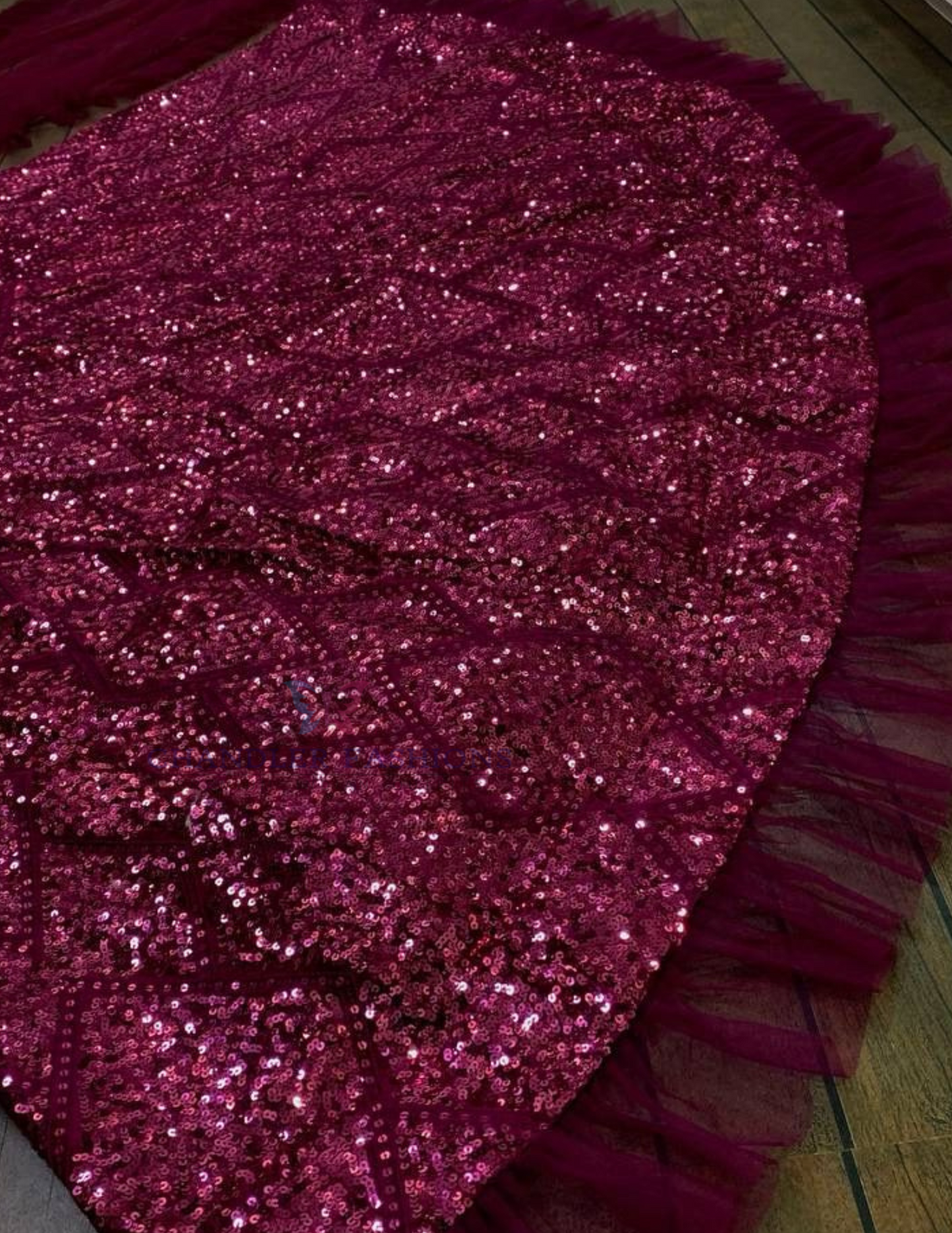 Wine Color Thread And Sequins Work Lehenga In USA