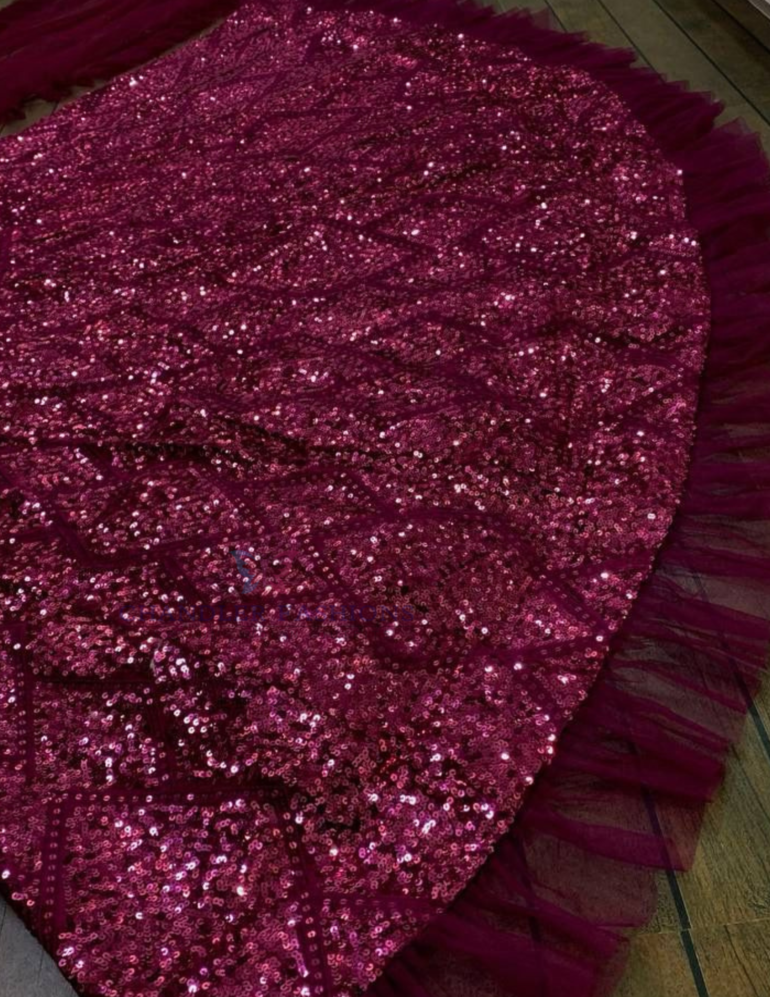 Wine Color Thread And Sequins Work Lehenga In USA