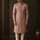Premium Designer Vivaah Hand Embroidery Silk Sherwani Suit For Men - Onion Pink