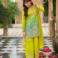 Lime Green Color Chinon With Embroidery Work Palazzo Suits For Girls Near Me