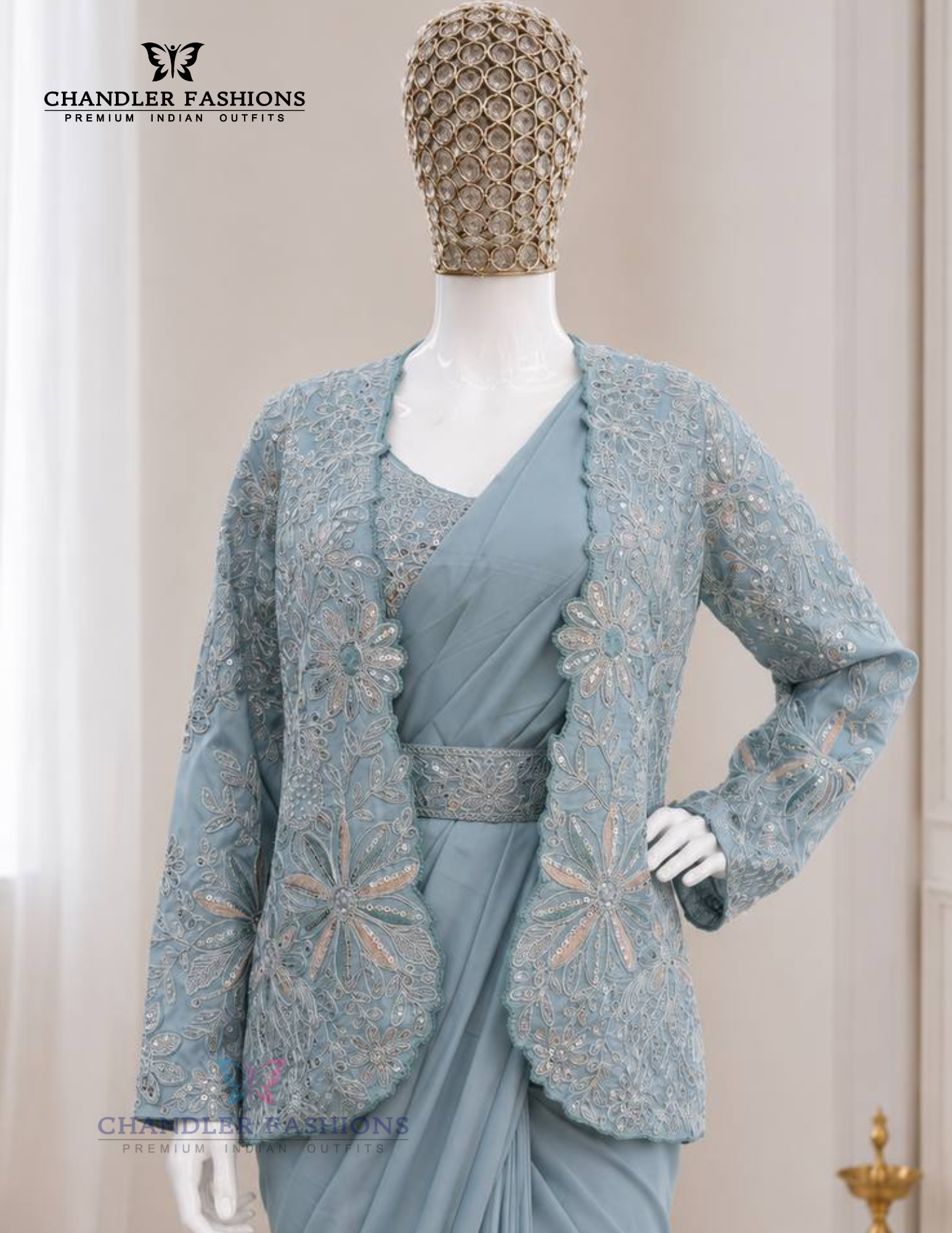 Light Blue Color Ready To Wear Saree In Phoenix