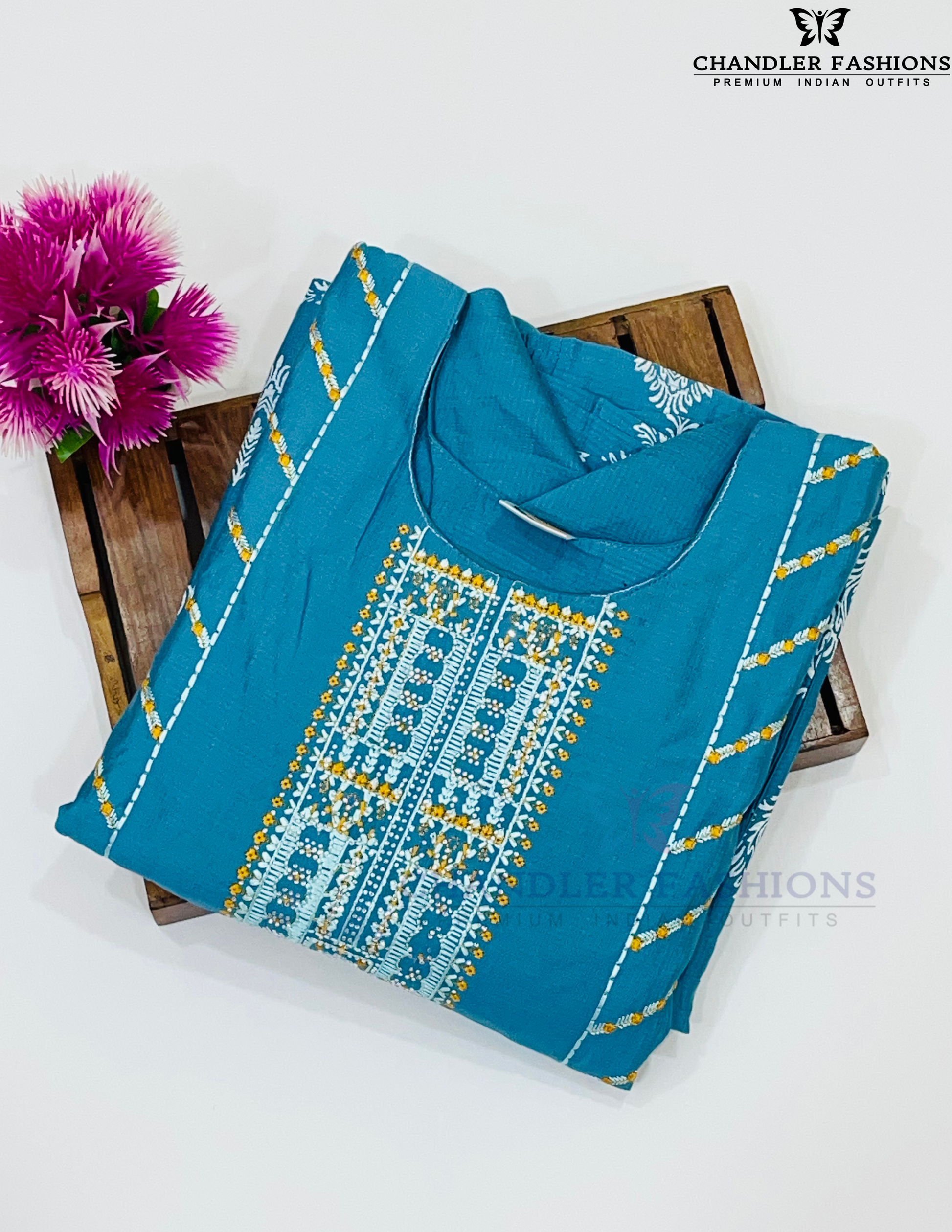  Cotton With Embroidery Sequins Work Kurti In Mesa