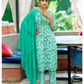 Beautiful Green Color Rayon With Fancy Embroidery Work Salwar Suits For Women