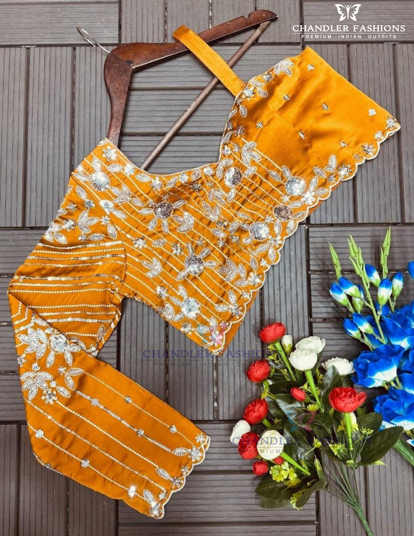 Yellow Color Rangoli With Embroidery Work Saree In Mesa