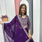 Alluring Purple Color Georgette Lehenga Choli With Embroidery Work In Globe