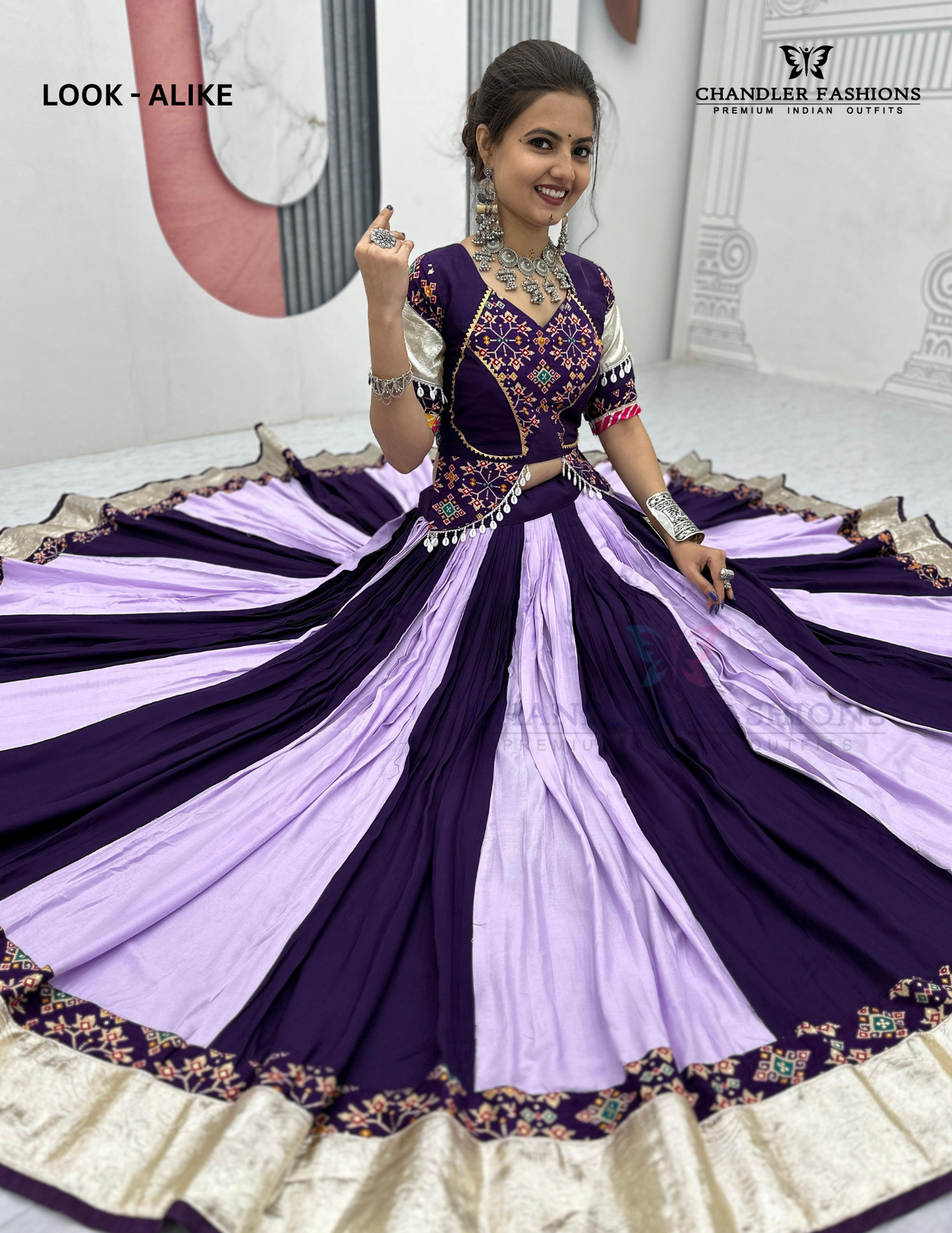 Purple Colored Ribbon Work Chaniya Choli Sets In USA