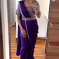 Exquisite Violet Color Chinon Ready To Wear Saree With Embroidery Work Belt For Women