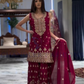 Alluring Maroon Color Sequins And Heavy Embroidery Work Sharara Suits With Dupatta