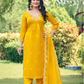 Attractive Yellow Color Pure Viscose Salwar Suits With Dupatta For Women