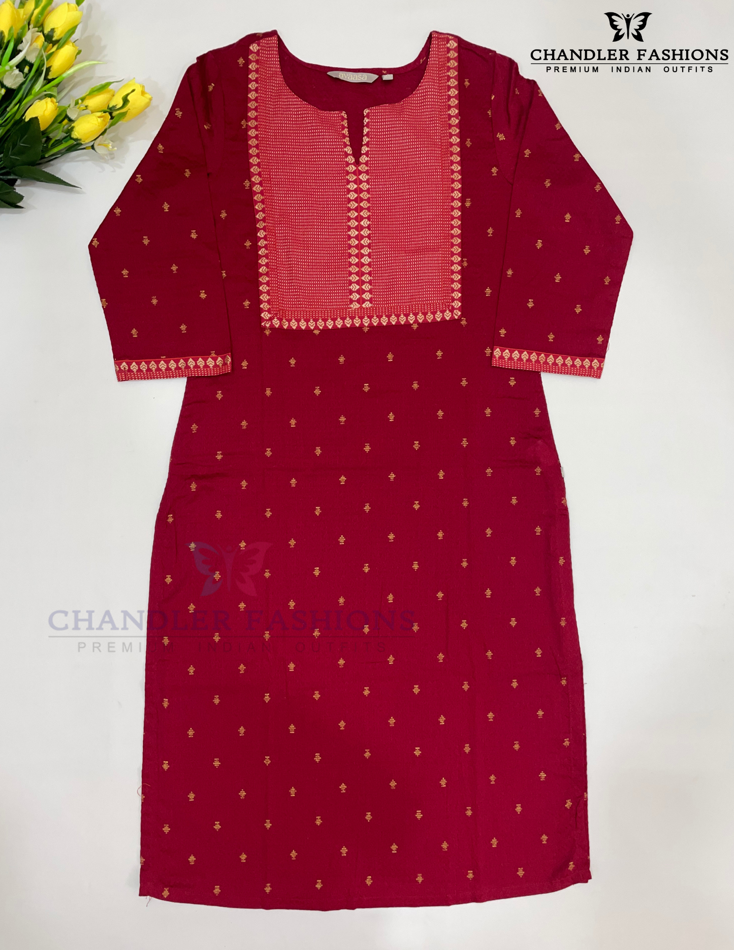 Marvelous Maroon Color With Embroidery Work Kurti For Women