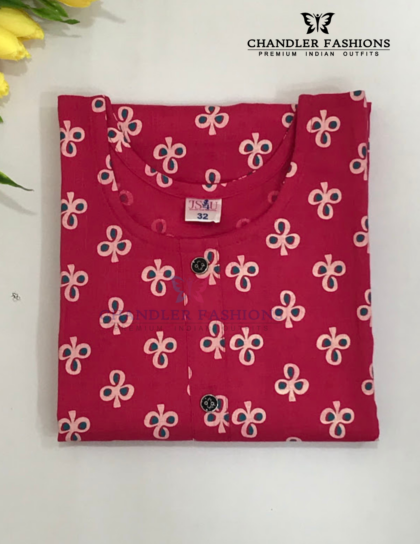 Pink Color With Printed Work Rayon Kurti Near Me