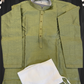 Alluring Pastel Green Color Art Silk Embroided Neck Kurta With Pajama Pant For Men
