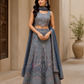 Elegant Gray Color Net With Embroidery And Sequins Work Lehenga Choli For Women