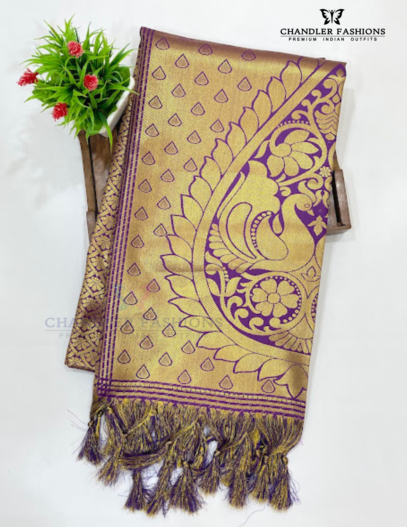  Purple Color Art Silk With Designer Zari Work (Ponnadai) In USA