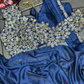 Navy Blue Color Heavy Rangoli With Embroidery Work Ready To Wear Saree In Yuma