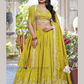 Alluring Mustard Yellow Color Chinon With Embroidery And Zari Work Lehenga Choli With Dupatta