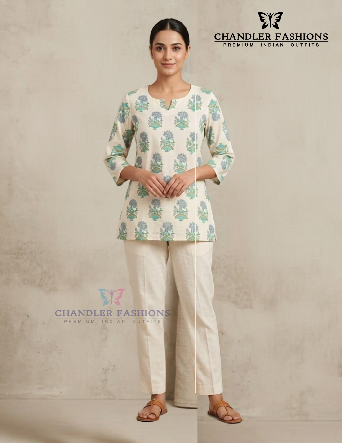 Attractive Off White Color Cotton Short Kurti For Women