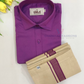 Attractive Purple Color Cotton Shirt With Tissue Zari Work Dhoti Set For Kids Near Me