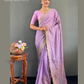 Lavender Color Georgette Silk Ready To Wear Saree With Embroidery Work In USA