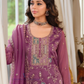 Appealing Purple Color Shimmer With Embroidery Work Palazzo Suits Near Me