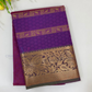 Stunning Purple Color Pure Kanchi Silk Zari Border Work Saree For Women