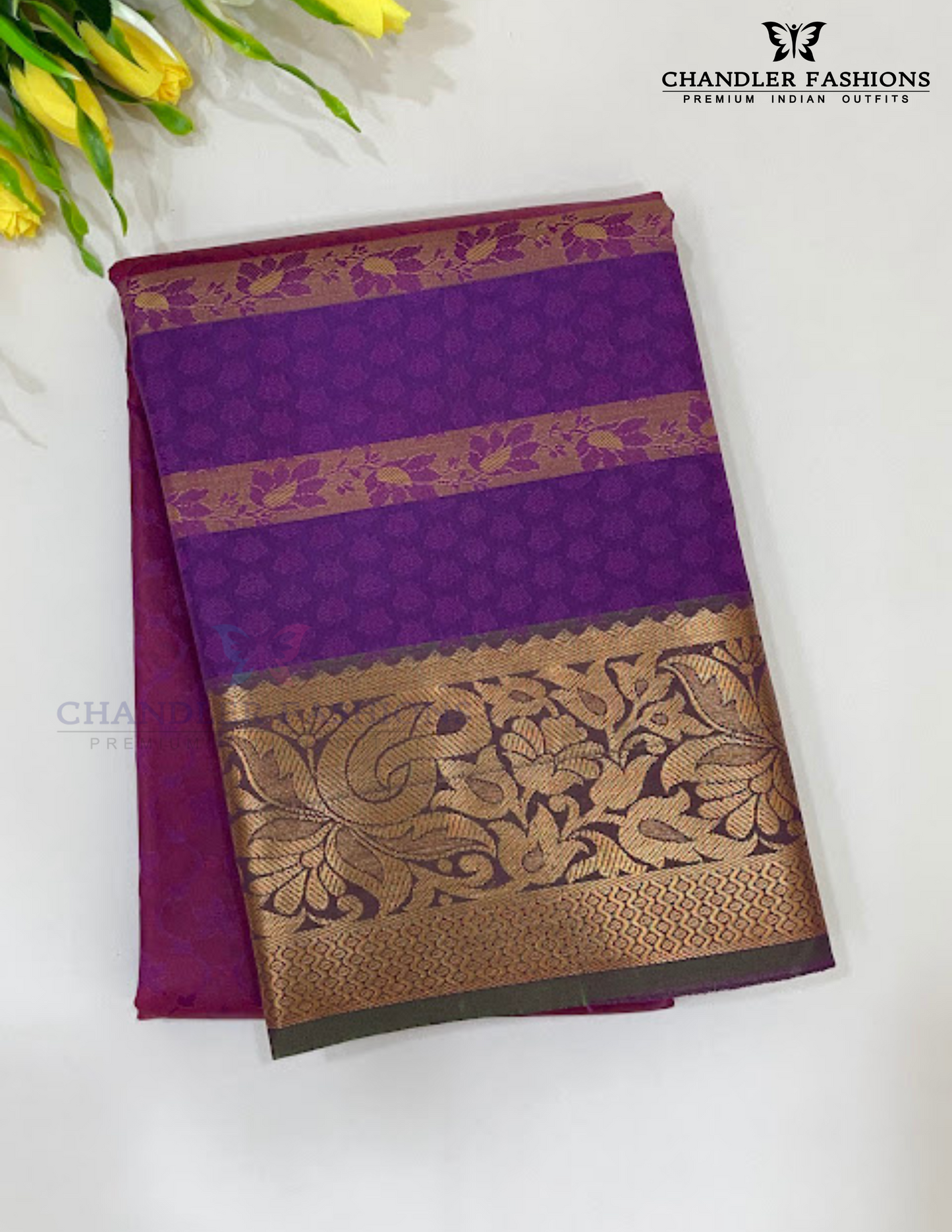 Stunning Purple Color Pure Kanchi Silk Zari Border Work Saree For Women
