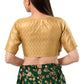 Front Open Gold Color Jacquard Elbow Sleeve Readymade Blouse Near Me