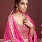 Pink Color Chinon Silk With Zari And Sequins Embroidery Lehenga Near Me