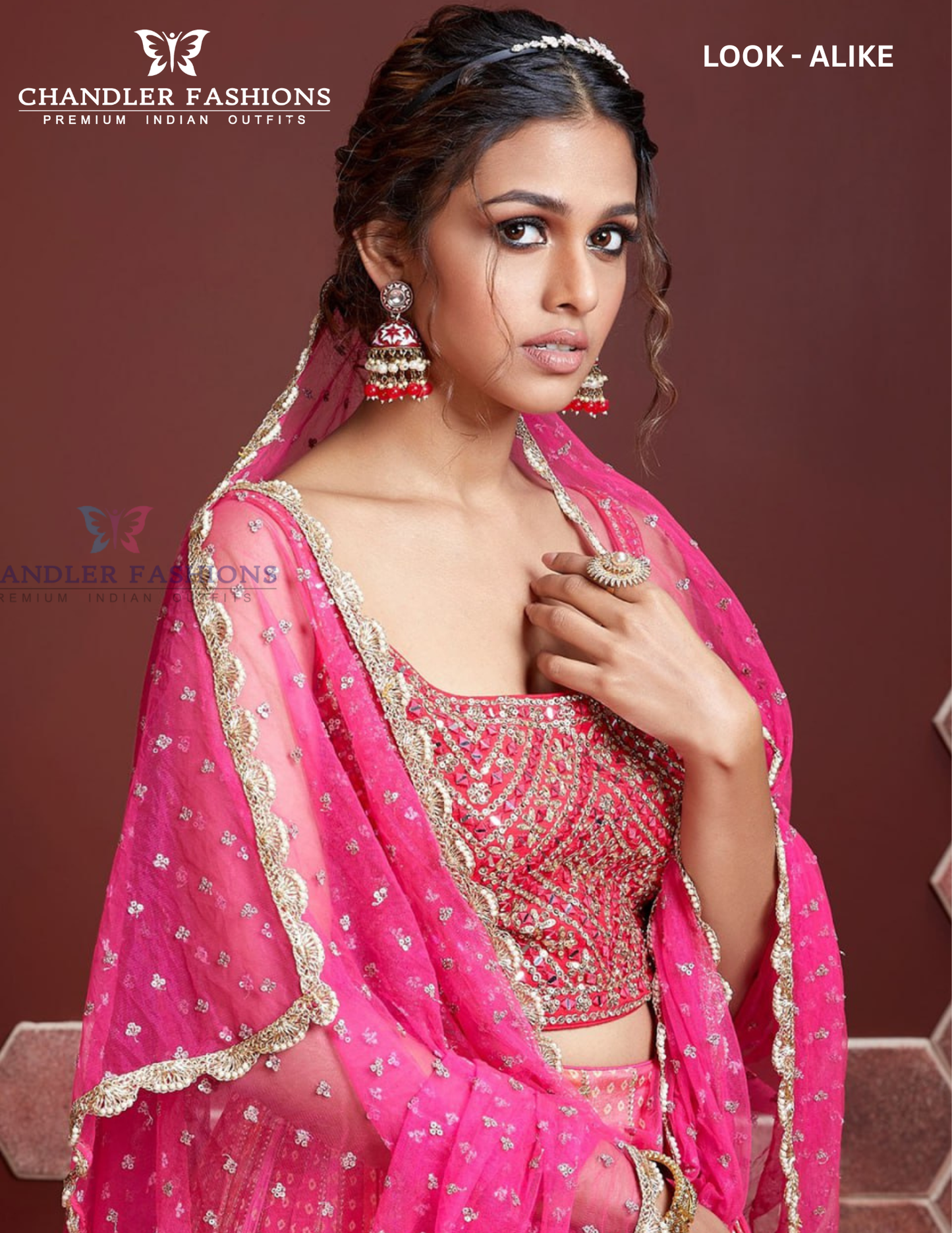 Pink Color Chinon Silk With Zari And Sequins Embroidery Lehenga Near Me
