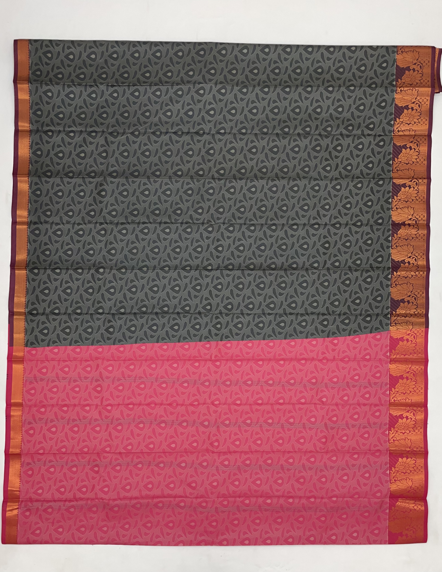 Pretty Gray Color With Maroon Color Golden Zari Border Art Silk Saree In USA