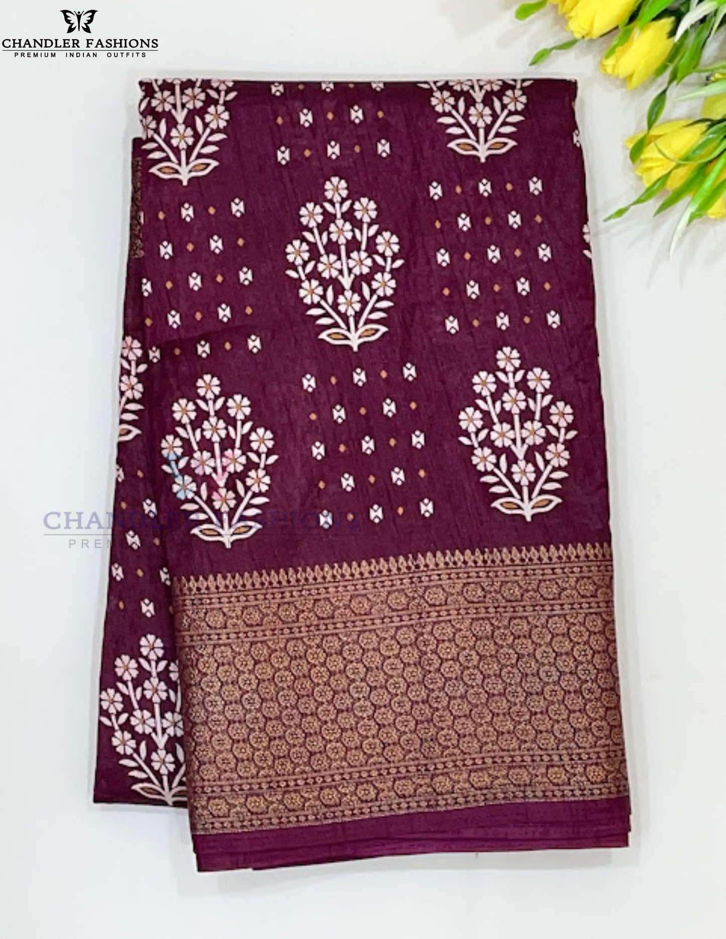 Alluring Maroon Color With Printed Work Chiffon Silk Saree For Women