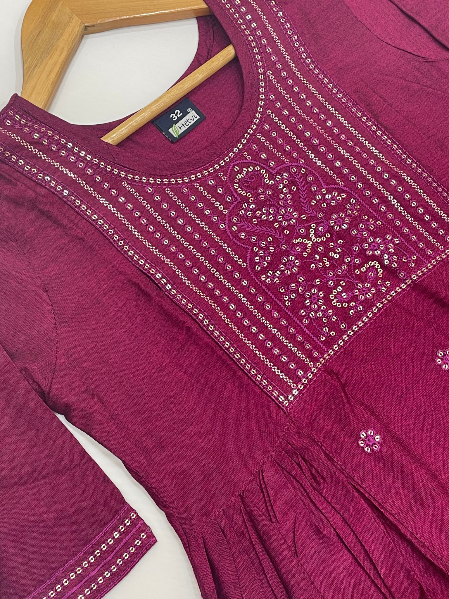 Attractive Dark Pink Color Embroidery And Sequins Work Kurti In Arizona