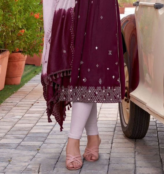 Salwar Suits With Chanderi Work Dupatta In USA