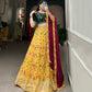 Alluring Yellow Colored Sequins And Thread Embroidery Work Georgette Lehenga Choli With Dupatta For Women Near Me