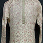 Attractive Pista Green Floral Design Brocade Kurta Pajama Set For Men Near Me