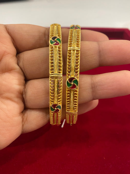 Alluring Multicolor Gold Plated Bangles For Women
