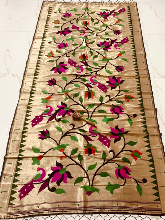 Appealing Gold Colored Soft Silk Zari Work Dupatta For Women